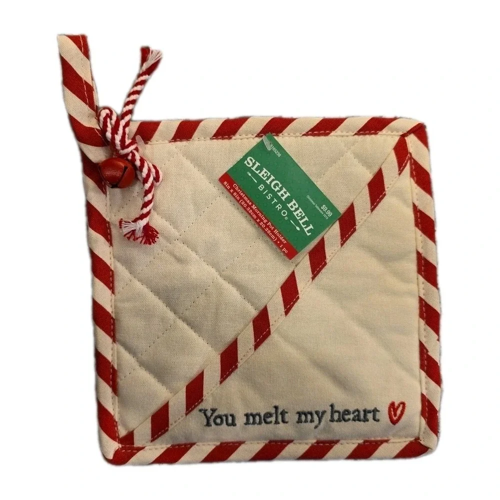 NEW Set Of 3 Pot Holders Cloth Set Christmas Kitchen Decor You Melt My Heart